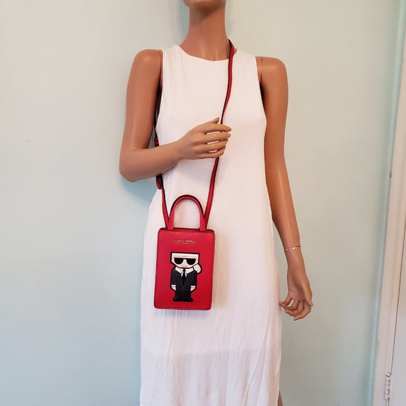 NWT KARL LAGERFELD Cute Red MAYBELLE bag. - Picture 13 of 17